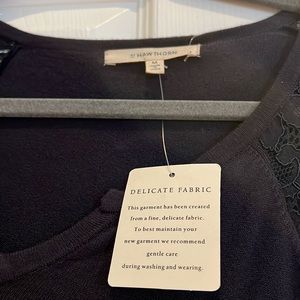 Navy blue long sleeve lace shirt by Hawthorn